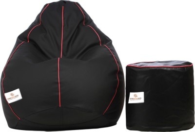 STAR XXXL Tear Drop Bean Bag Cover  (Without Beans)(Black, Pink)