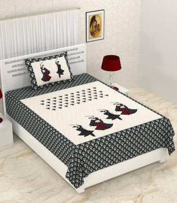 Navkar Creation 151 TC Cotton Single Printed Flat Bedsheet(Pack of 1, Multicolor)