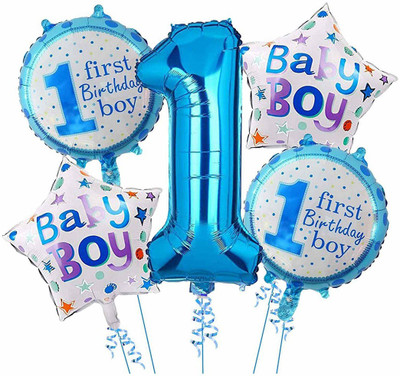 Giftzadda Printed First Birthday Party Decoration Combo For Baby Boy/ 1st Birthday Decorations Items With 1 number Foil , Star Shape & 'First Birthday Boy Printed Round Balloon (Blue, Pack of 5) Balloon(Blue, Pack of 5) Giftzadda Printed First Birthday Party Decoration Combo For Baby Boy/ 1st Birthday Decorations Items With 1 number Foil , Star Shape & 'First Birthday Boy Printed Round Balloon (Blue, Pack of 5) Balloon(Blue, Pack of 5)