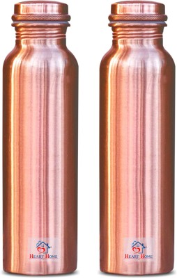 Heart Home Plain Pure Copper Water Bottle,1Ltr (Set of 2, Brown)-HHOME11565 1000 ml Bottle(Pack of 2, Copper, Copper)