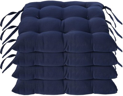 SSKWORLD Microfibre Solid Chair Pad Pack of 4(Blue)