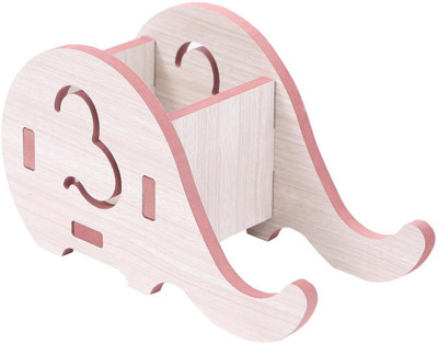 Nexat 1 Compartments wooden Pen Stand With Mobole Holder(White, Pink)