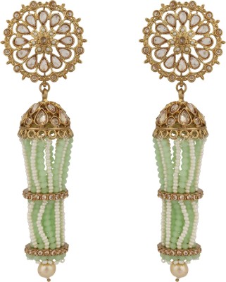 Anika's Creation Traditional Gold Plated Pearl And StoneTasselled Bridal Earring Pearl Brass Jhumki Earring