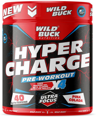WILD BUCK Hyper Charge Pre-Workout For Muscle Pump ,Non-Crash Energy Both For Men & Women Sports Drink(170 g, Pina Colada Flavored)