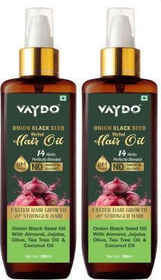 vaydo Onion Black Seed Hair Oil - Controls Hair Fall - No Mineral Oil, Silicones & Synthetic Fragrance - (400mL) Hair Oil(400 ml)