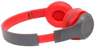 Blue Birds P47 Wireless Headphone &FM+SD Card Sports Earphone with Mic Bluetooth Headset(Red/Grey, On the Ear)