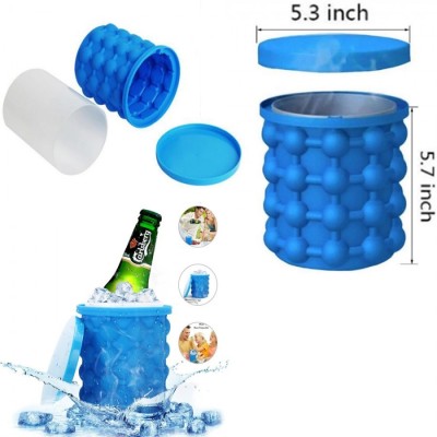 RINK N JASH 1 L Silicone Ice Cube Bucket-01 Ice Bucket(Blue)