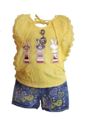 masoom creation Baby Girls Party(Festive) Top Shorts(Multicolor)