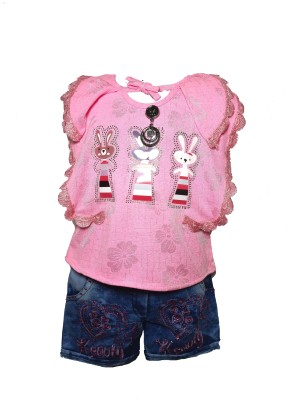 masoom creation Baby Girls Party(Festive) Top Shorts(PINK)