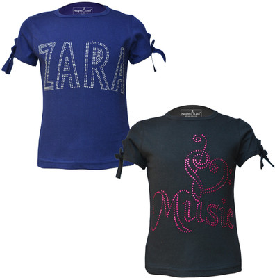Naughty Little Girls Casual Cotton Jersey Top(Multicolor, Pack of 2)