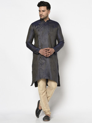 Tabard Men Self Design Straight Kurta(Blue)
