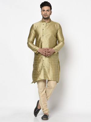 Tabard Men Self Design Straight Kurta(Beige)