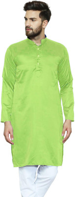 AD & AV Men Solid Straight Kurta(Light Green)