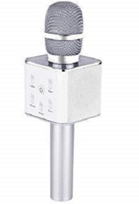 VRJTEC Q7 Multi-function Bluetooth Karaoke Mic with Microphone Speaker For All Smart Phones (Silver) Microphone