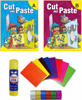 Ashok Prakashan Cut & Paste Book (Set Of 2) Art & Craft Book With Craft Sheet, Glue & Decorative Tape For Nursery, LKG, UKG(Paperback, Ashok Prakshan)