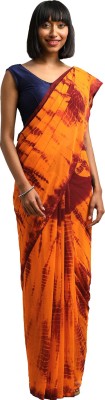 Shaily Retails Printed Daily Wear Georgette, Silk Blend Saree(Maroon, Orange)