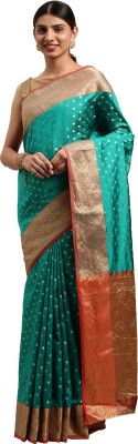 Shaily Retails Self Design Daily Wear Silk Blend Saree(Red, Green)