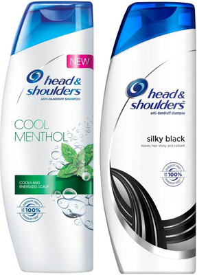 HEAD & SHOULDERS Anti Danadruff Cool Menthol & Silky Black Shampoo Each 340ml Pack Of 2(680 ml)