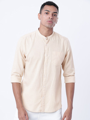 HIGHLANDER Men Solid Casual Cream Shirt