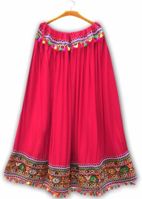 DIAMO Embroidered Women Flared Pink Skirt