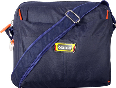 Contilo Blue Sling Bag Stylish Nylon Sling Cross Body Travel Office Business Messenger Bag for Men Women Navy Blue