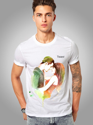 Tocayo Printed Men Round Neck White T-Shirt