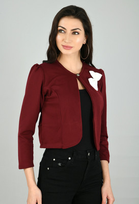 Moshe Casual 3/4 Sleeve Solid Women White, Maroon Top