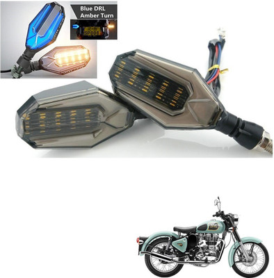 AuTO ADDiCT Front, Rear, Side LED Indicator Light for Royal Enfield Classic 350(Blue, Yellow)