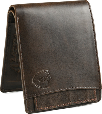 Keviv Men Casual Brown Genuine Leather Wallet(8 Card Slots)