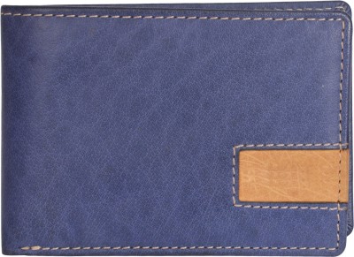 Leatherman Fashion Men Casual Blue Genuine Leather Wallet(6 Card Slots)