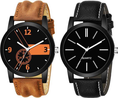 NEWMODIFIED BLACK IN BROWN TWO SET COMBO Analog Watch  - For Men & Women