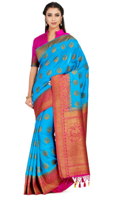 MIMOSA Embellished Daily Wear Art Silk Saree(Blue)