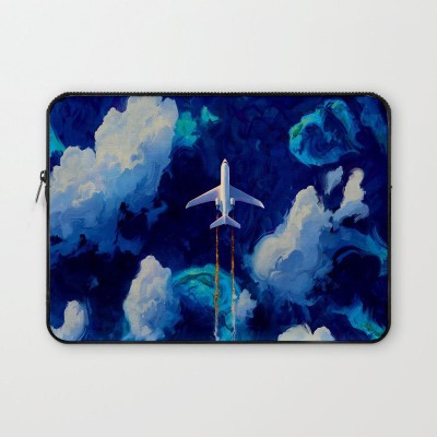 Crazy Corner Airplane Printed 11 Inch Laptop Sleeve/Laptop Case Cover with Shockproof & Waterproof Linen On All Inner Sides (Made of Canvas with Ultra HD Print) - Gift for Men/Women Waterproof Laptop Sleeve/Cover(Blue, 11 inch)