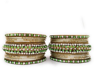 Preet Art Jewellery Brass, Crystal Diamond Gold-plated, NA Bangle Set(Pack of 18)