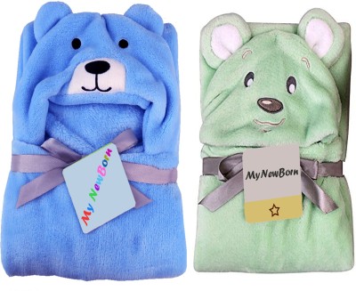 My New Born Cartoon Crib Hooded Baby Blanket for  AC Room(Cotton, Blue::Green)