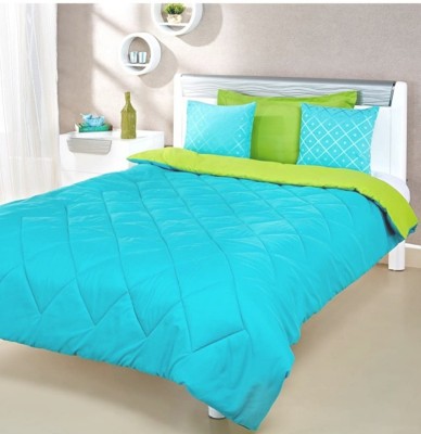 COLOFLY Self Design Single Comforter for  Heavy Winter(Polyester, Aqua Blue, Olive Green)