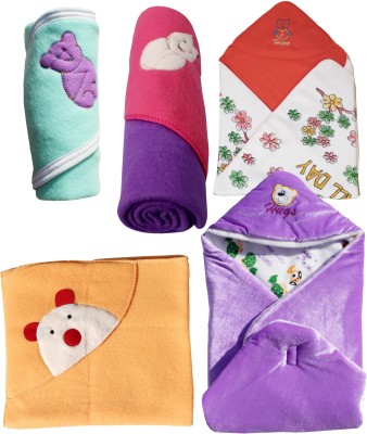 My New Born by 10Club Cartoon Single Hooded Baby Blanket for  AC Room(Polyester, Purple)