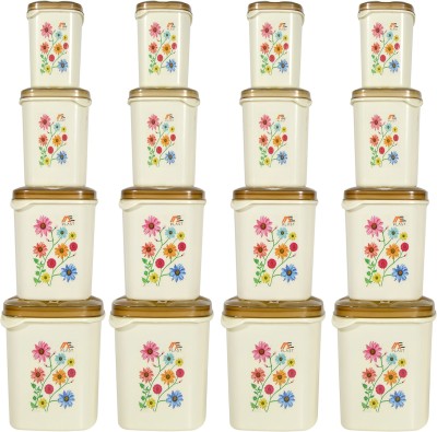 Aone Plastic Grocery Container  - 250, 500 ml, 1000 ml, 1500 ml(Pack of 16, Multicolor)