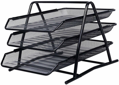 CPEX 3 Compartments Metal Desk Organiser(Black)