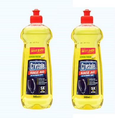 Crystale Dishwasher Rinse Aid 500ml Lemon Pack of 2 Dishwashing Detergent(1 L)