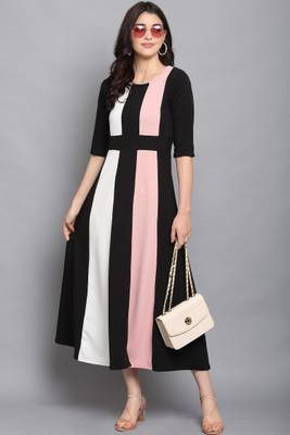 PURVAJA Women Fit and Flare Multicolor Dress - Price History