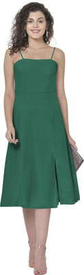 Martini Women Fit and Flare Green Midi/Calf Length Dress