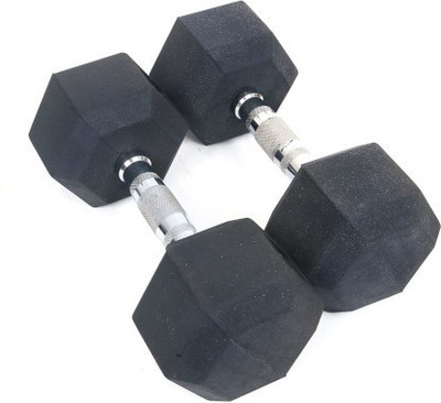 Satya Rubber Coated Professional Hexa Dumbbells Pack of 2 Fixed Weight Dumbbell(2.5 kg) Fixed Weight Dumbbell(5 kg)