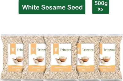 Trinetra Best Quality Raw Safed Til (White Sesame Seeds)-500gm (Pack Of 5) Sesame Seeds(2500 g, Pack of 5)