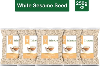 Trinetra Best Quality Raw Safed Til (White Sesame Seeds)-250gm (Pack Of 5) Sesame Seeds(1250 g, Pack of 5)