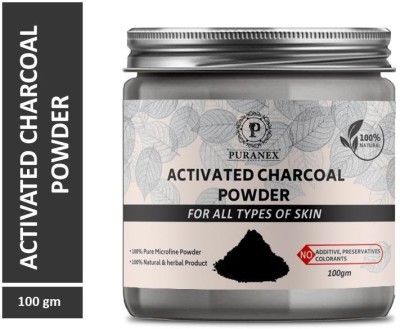 puranex Activated Charcoal Powder For Natural Deep Cleansing, Exfollating & Detoxifying ,Whitening & Brighting Face 100 GM (Pack of 1) 100 GM Each(100 g)