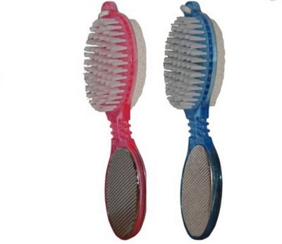 Glamezone 4 in 1 Foot Care Pedicure Brush, Pumice Scrubber (02 pcs.)(Multicolor)