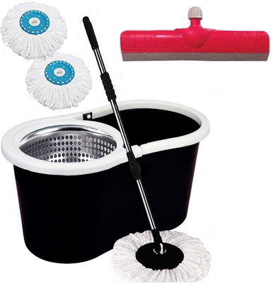 V-MOP Black Bucket Mop - Magic Plastic Spin Mop -ST21 Mop Set(Multicolor)
