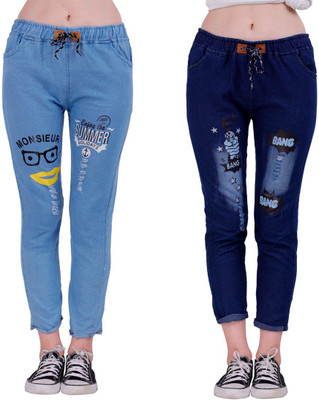 AAYRAFASHION Jogger Fit Women Dark Blue, Light Blue Jeans(Pack of 2)