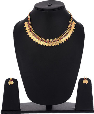 ZENEME Copper Gold-plated Red Jewellery Set(Pack of 1)